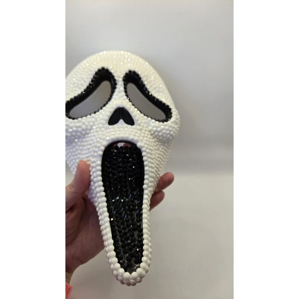 Ghostface Scream Mask Rhinestone Sexy White Bling Costume Horror Role Cosplay